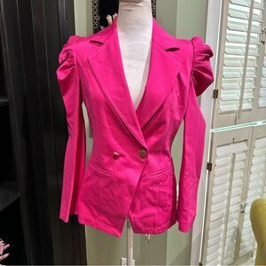Emily McCarthy XS Hot Pink Puff Sleeve Blazer